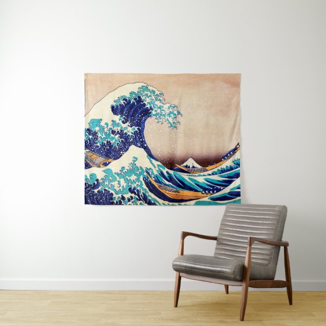 Great Wave Off Kanagawa Vintage Japanese Art Tapestry (In Situ (Horizontal))