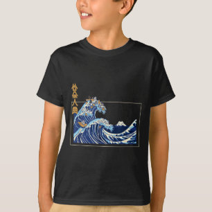 Great Wave Off Kanagawa With The Aesthetic Kanji O T-Shirt