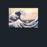 Great Wave Off the Coast of Kanagawa by Hokusai Canvas Print<br><div class="desc">Vintage illustration fine art maritime design featuring a seascape of huge crashing tidal waves with boats of people and Mount Fuji in the distance. Although assumed to be a tidal wave, it is more likely an okinami, or large wave. 36 Views of Mount Fuji: The Great Wave Off the Coast...</div>