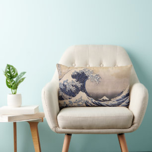 Great Wave Off the Coast of Kanagawa by Hokusai Lumbar Cushion