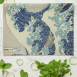 Great Wave Off the Coast of Kanagawa by Hokusai Tea Towel<br><div class="desc">36 Views of Mount Fuji: The Great Wave Off the Coast of Kanagawa by Katsushika Hokusai from the Edo period, c. 1830. Traditional woodblock print. Vintage illustration fine art maritime design featuring a seascape of huge crashing tidal waves with boats of people and Mount Fuji in the distance. Although assumed...</div>