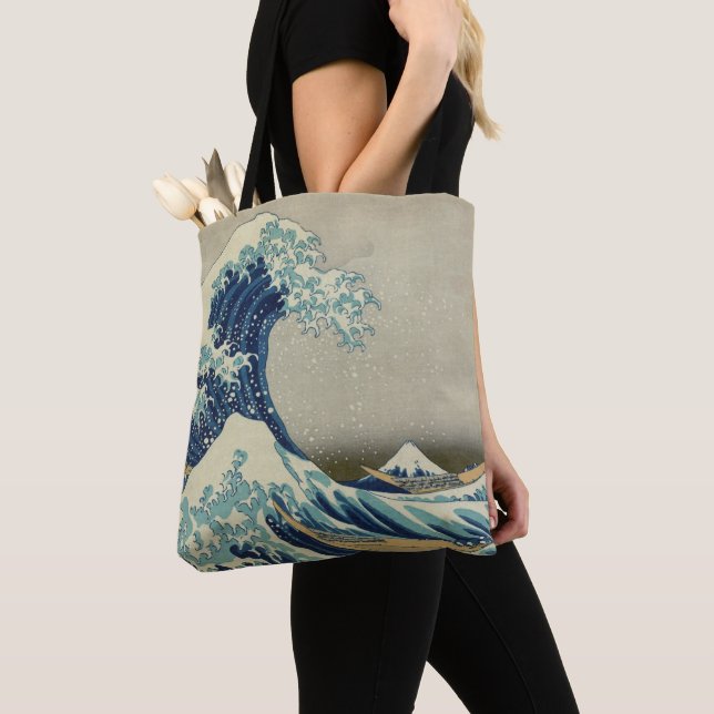 Great Wave Off the Coast of Kanagawa by Hokusai Tote Bag (Close Up)