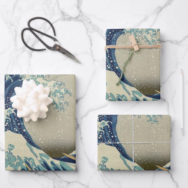 Great Wave Off the Coast of Kanagawa by Hokusai Wrapping Paper Sheet (Front)