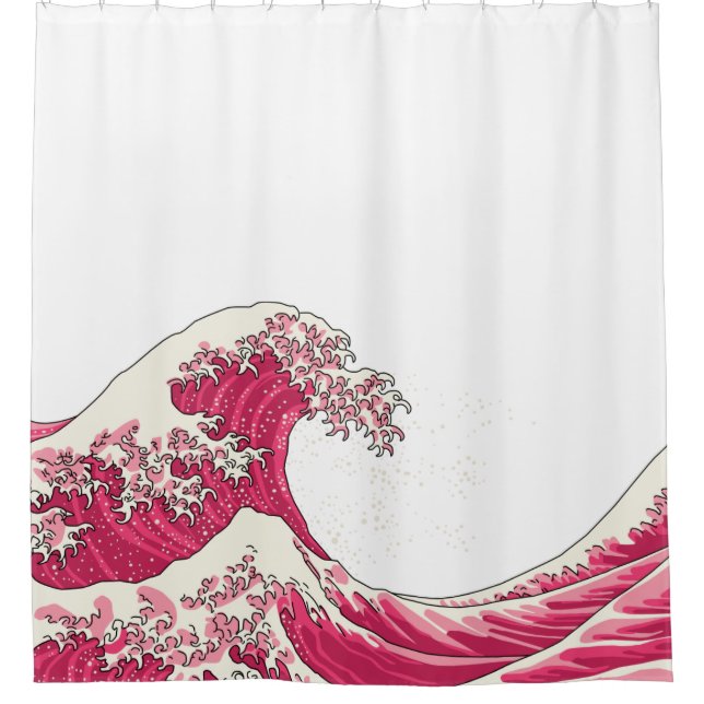 Great wave - pink shower curtain (Front)