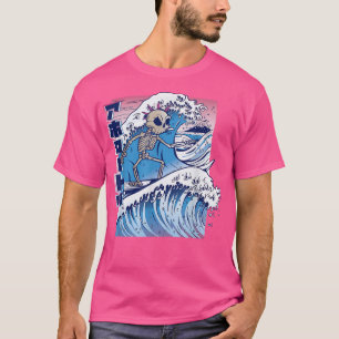 Great Wave Skeleton Art Painting T-Shirt