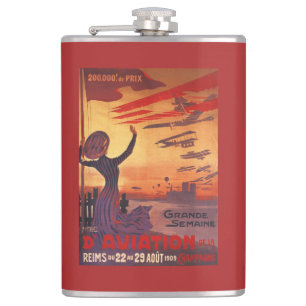 Great Week of Aviation - Woman Waving Poster Hip Flask