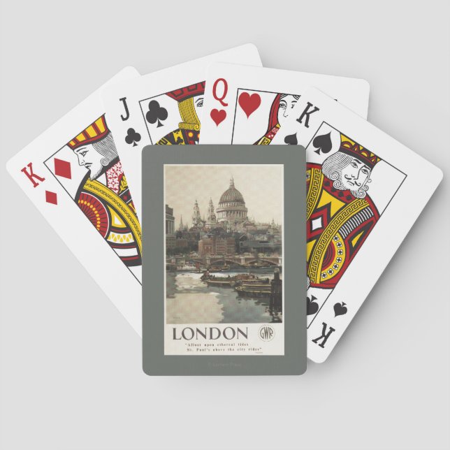 Great Western Railway St. Paul's Travel Poster Playing Cards (Back)