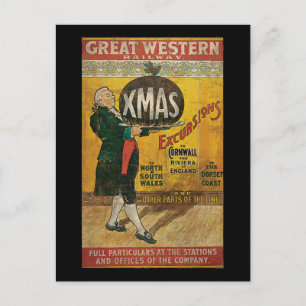 Great Western Railway Xmas Excursions Holiday Postcard