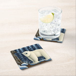 Great White Bear Of The North Square Paper Coaster