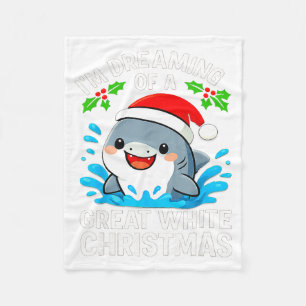 Great White Christmas Shark Funny Santa Holiday Pu Fleece Blanket
