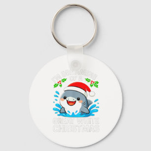 Great White Christmas Shark Funny Santa Holiday Pu Key Ring