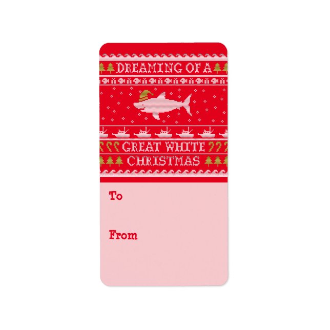 Great White Christmas Ugly Sweater Gift Labels (Front)
