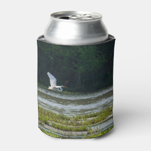 Great White Egret Flying Can Cooler