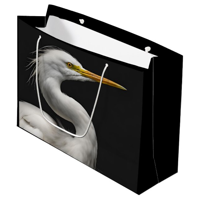 Great White Egret Portrait II Large Gift Bag (Front Angled)