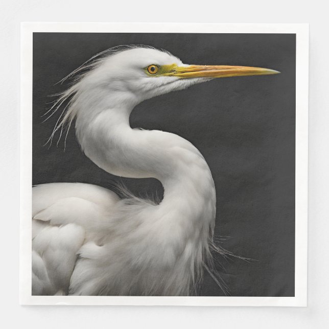 Great White Egret Portrait II Napkin (Front)