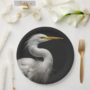 Great White Egret Portrait II Paper Plate