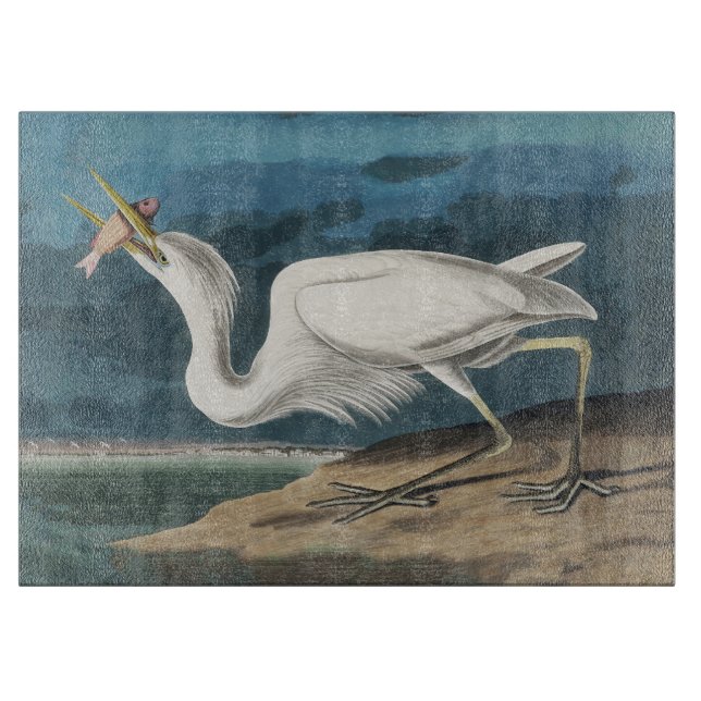 Great White Heron Audubon Bird Wildlife Painting Cutting Board (Front)