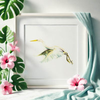 Great White Heron Tropical Art