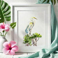 Great White Heron Tropical Beach Art