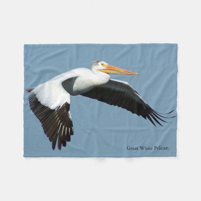 Great White Pelican fleece blanket (Front (Horizontal))