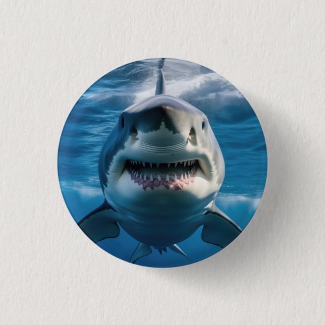 Great White Shark 3 Cm Round Badge (Front)