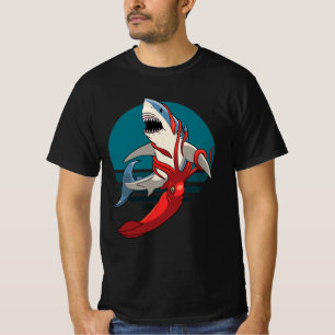 Great White Shark and Giant Squid T-Shirt