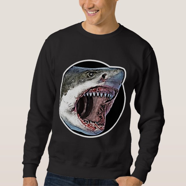 Great White Shark Attack Circle Sweatshirt (Front)