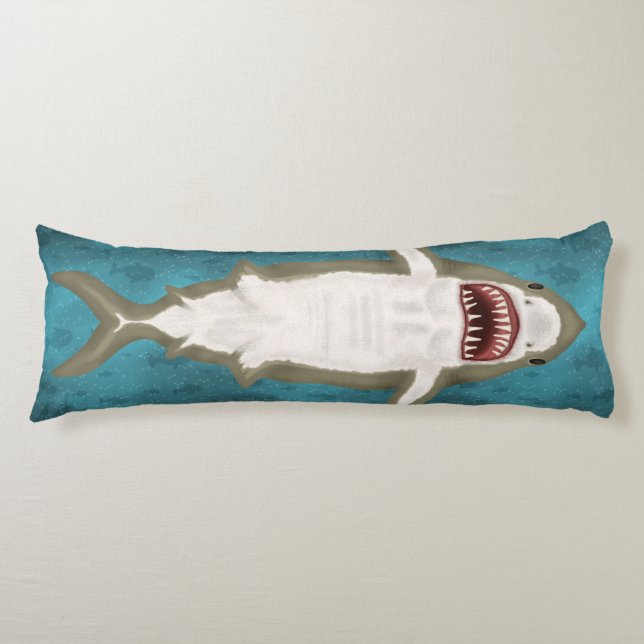 Great White Shark Attack Funny Fish Novelty Ocean Body Cushion (Front)