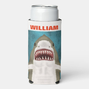 Great White Shark Attack Personalised Ocean Funny Seltzer Can Cooler