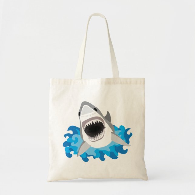 Great White Shark Attack Tote Bag (Front)
