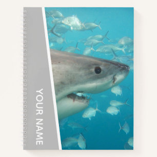 Great White Shark Australia Ocean Theme, Silver Notebook