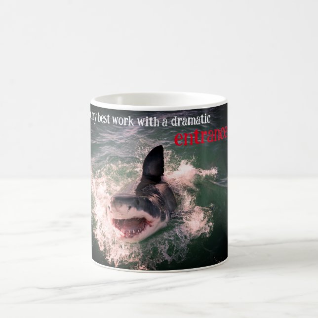 Great white shark breaching coffee mug (Center)