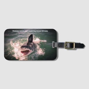 Great white shark breaching luggage tag