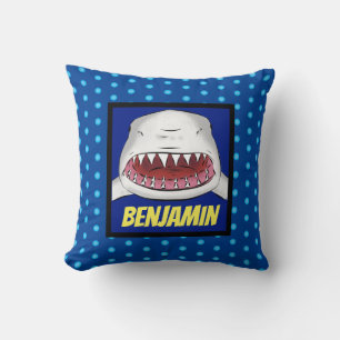 Great white shark cartoon illustration cushion