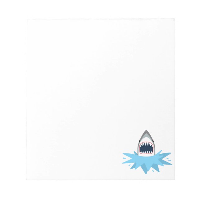 Great White Shark Cartoon Notepad (Front)