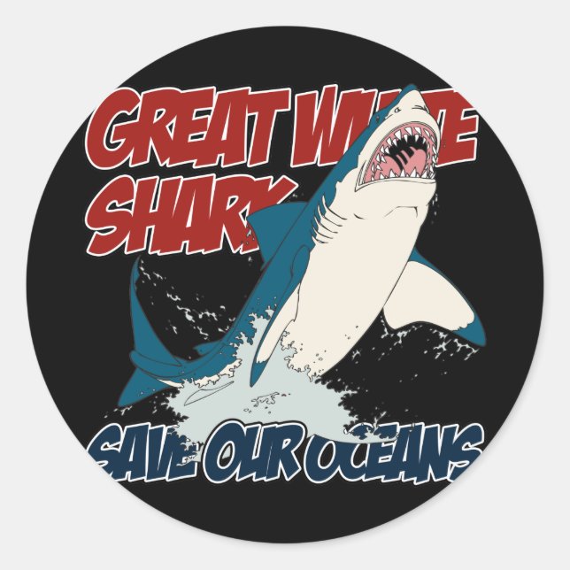 Great White Shark Classic Round Sticker (Front)