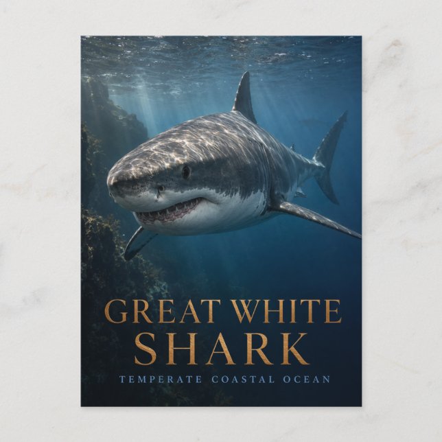 Great White Shark Coastal Ocean ANIMALS Postcard (Front)