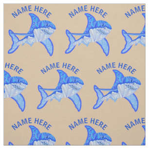 Great White Shark Colourful Sea Animal Custom Fabric