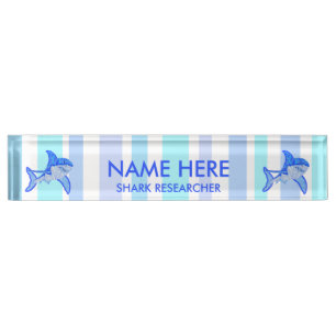 Great White Shark Colourful Sea Stripes Nameplate