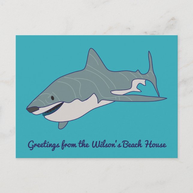 Great White Shark Custom Message Postcard (Front)