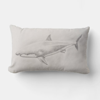 Great White Shark Drawing Lumbar Cushion