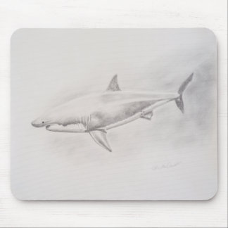 Great White Shark Drawing Mouse Pad