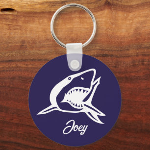 Great white shark drawing personalised key ring