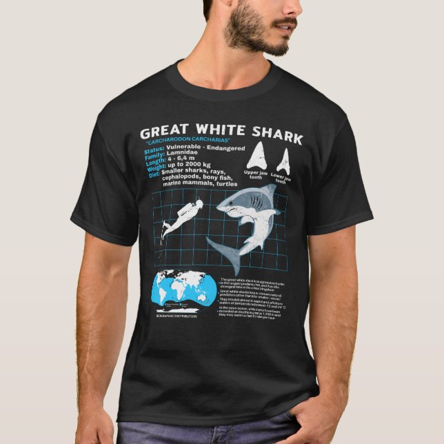 Great White Shark Fact Sheet T-Shirt (Front)