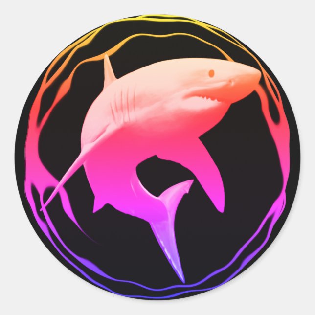 Great White Shark Graphic Design Classic Round Sticker (Front)