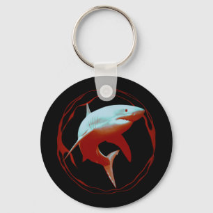 Great White Shark Graphic Design Key Ring