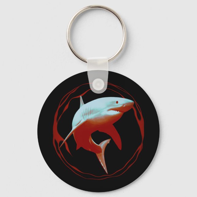 Great White Shark Graphic Design Key Ring (Front)