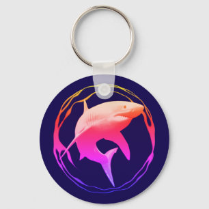 Great White Shark Graphic Design Key Ring