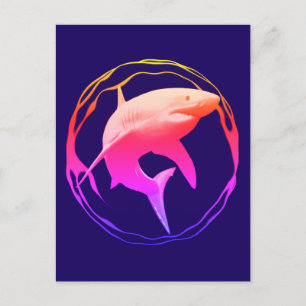 Great White Shark Graphic Design Postcard