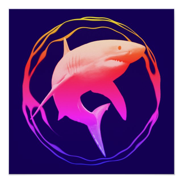 Great White Shark Graphic Design Poster (Front)